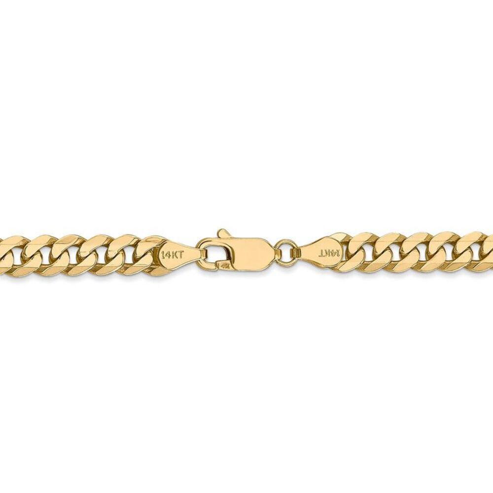 Mens 5.75mm 14k Yellow Gold Solid Beveled Curb Chain Necklace, 28 Inch - Picture 3 of 7